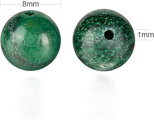 Miniatura 2 de BEEFLYING 100 cuentas redondas de jade africano natural de 0.315 pulgadas con hilo de cristal elástico para mujeres, collares, pulseras, joyería