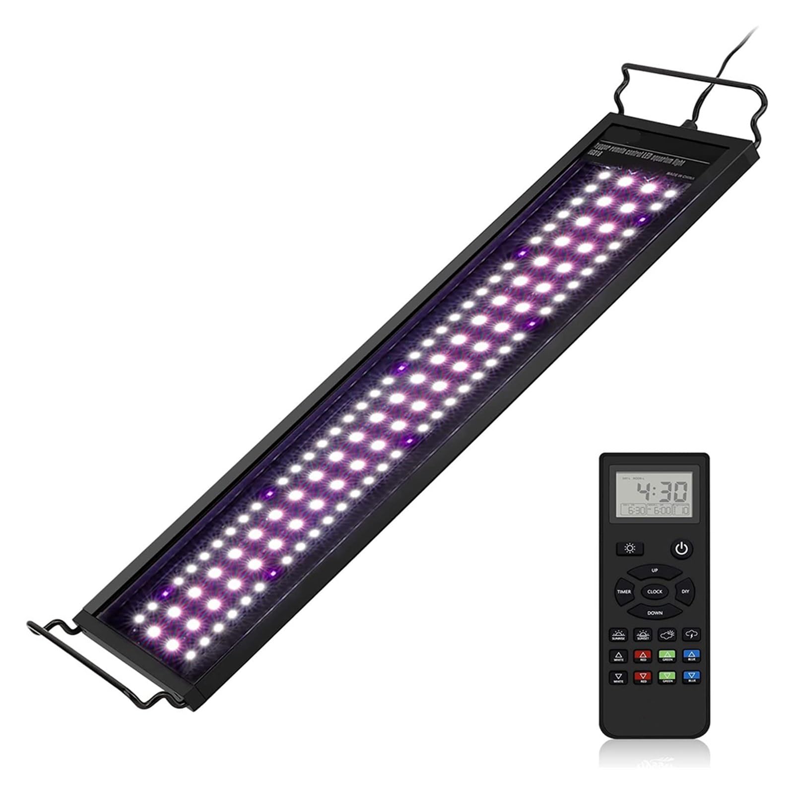oświetlenie akwarium 60-105CM pilot zdalnego sterowania oświetlenie do akwarium z zegarem światła koralowe do zbiornika rafy z trybem pogodowym lampa LED rgbw dla roślin wodnych do akwarium roślinnego
