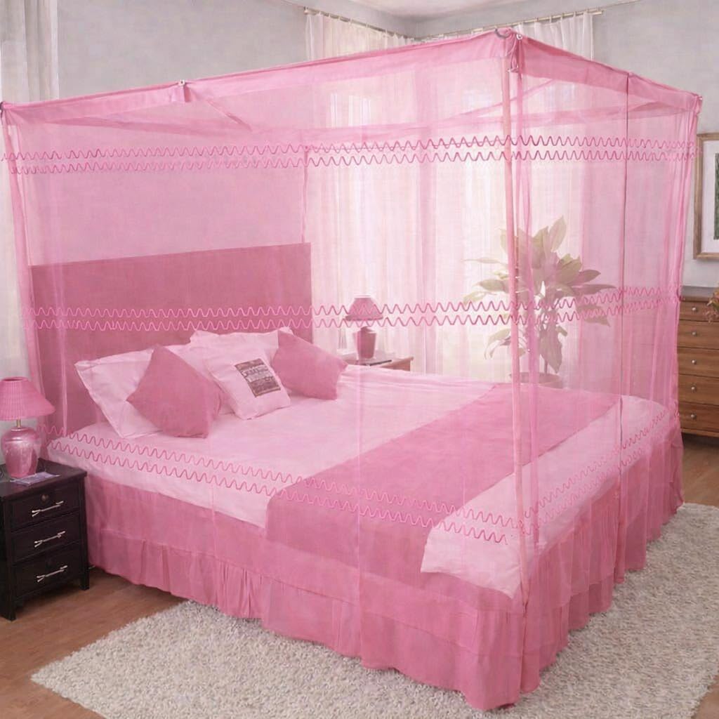 King Size Double Bed Mosquito Net – Heavy Duty Plain Design, New Pattern, Double Bed (6x7)-image-15