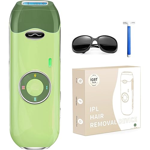 Laser Hair Removal for Women and Men - 5.2 cm² Contact Nearly Painless, Powerful Long-Lasting IPL Hair Removal at-home, Effective in 14 Days with Ultra-fast Light Emission for Whole Body Use