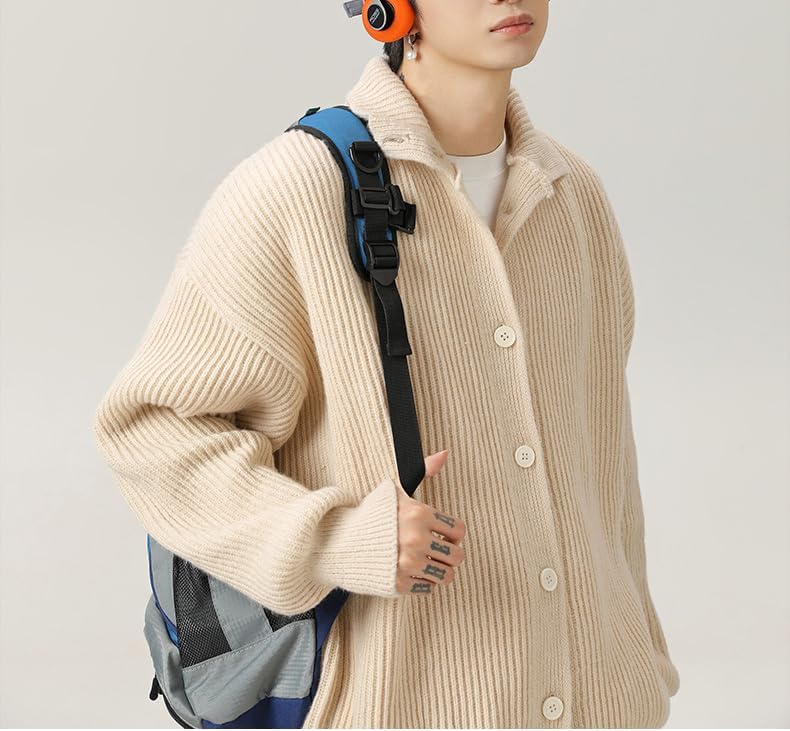 POHADON Men's Button Down Long Sleeve Cardigan Sweater Y2K Trendy Aesthetic Rib Knit Jacket Winter Fall Outfit Grunge Clothes - Image 2