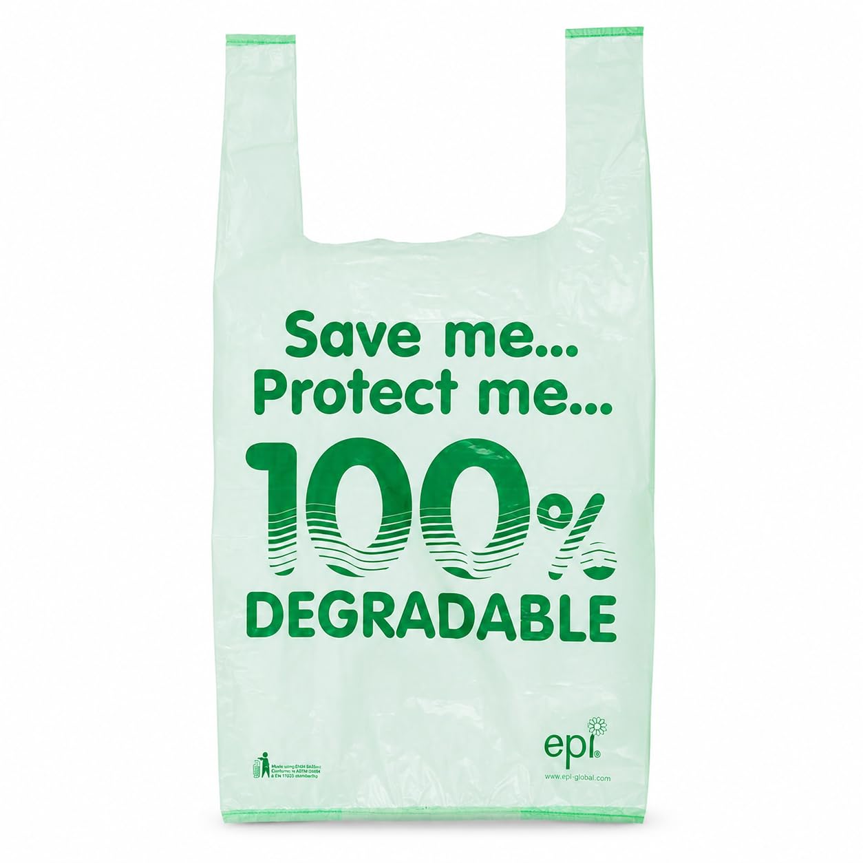 Bag Market | 100 x Large Heavy Duty Degradable Carrier Bags - 11 x 17 x 21