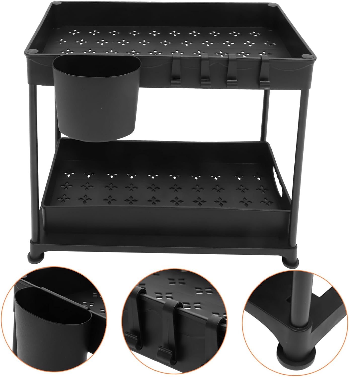 PRETYZOOM under Cabinet Organizer Telescopic Sink Shelf under The Sink Pull Out Organizer for Kitchen Storage Drawer Bathroom