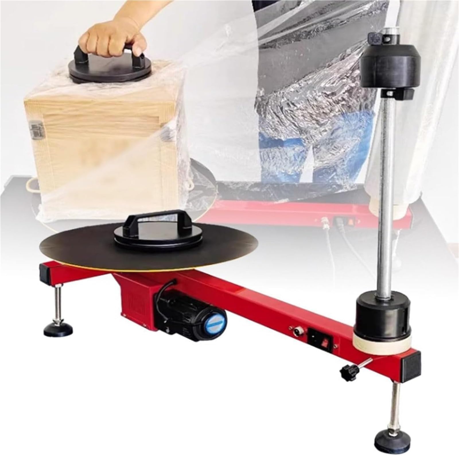 Elektrische Stretchfolienverpackungsmaschine, tragbare Folienverpackungsmaschine mit 40 cm Drehteller und Fußschalter, für Verpackung und Versand