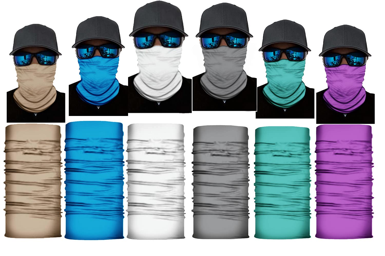 6 Bandane Multifunzione Estive - Camouflage, In Microfibra, Per Sport E Protezione Sole/Polvere