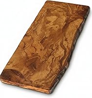 Handmade Live Edge Olive Wood Cutting Board 16x7x0.75 - Rustic Charcuterie Board for Cheese Bread Kitchen Serving