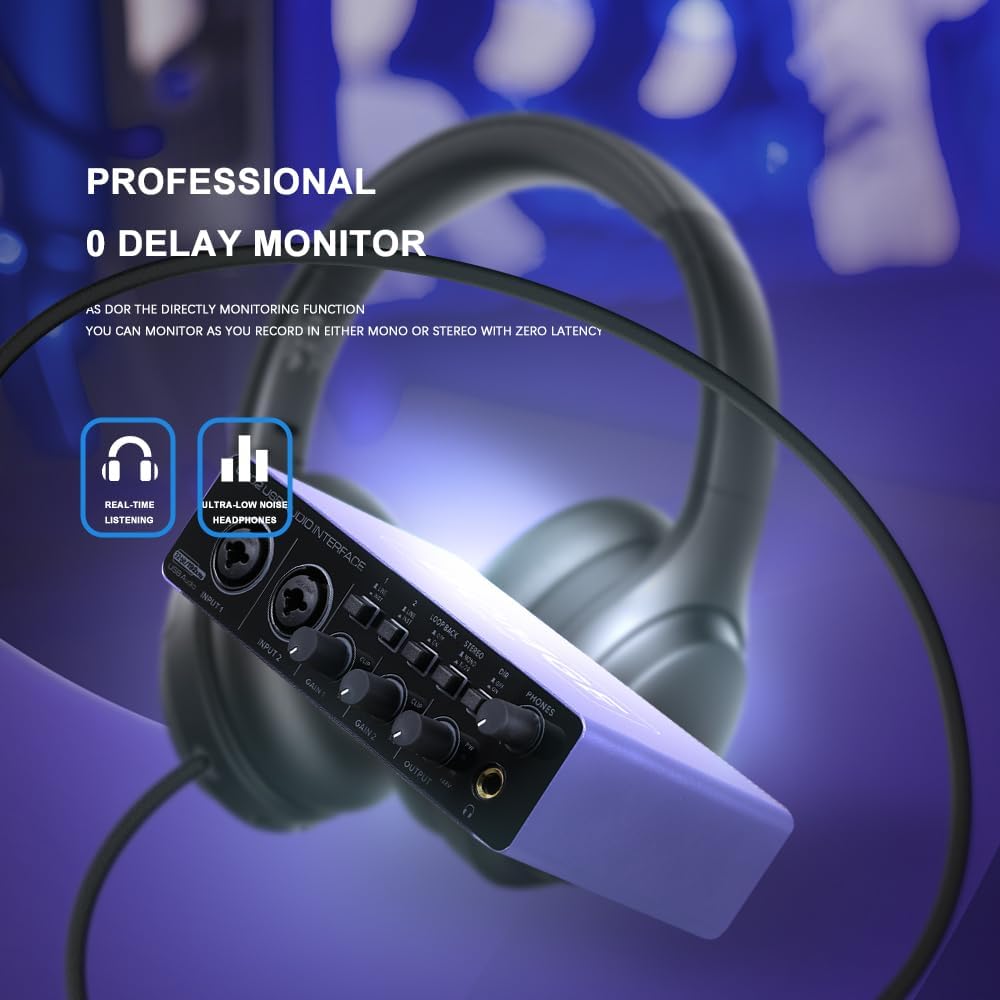 BOMGE USB Audio Interface SOLO with XLR/48V Phantom Power,32Bit/192kHz High-Fidelity, for Studio Audio Mixer Interface for Guitarist, Vocalist, Podcaster, Producer, Plug and Play (U202P)