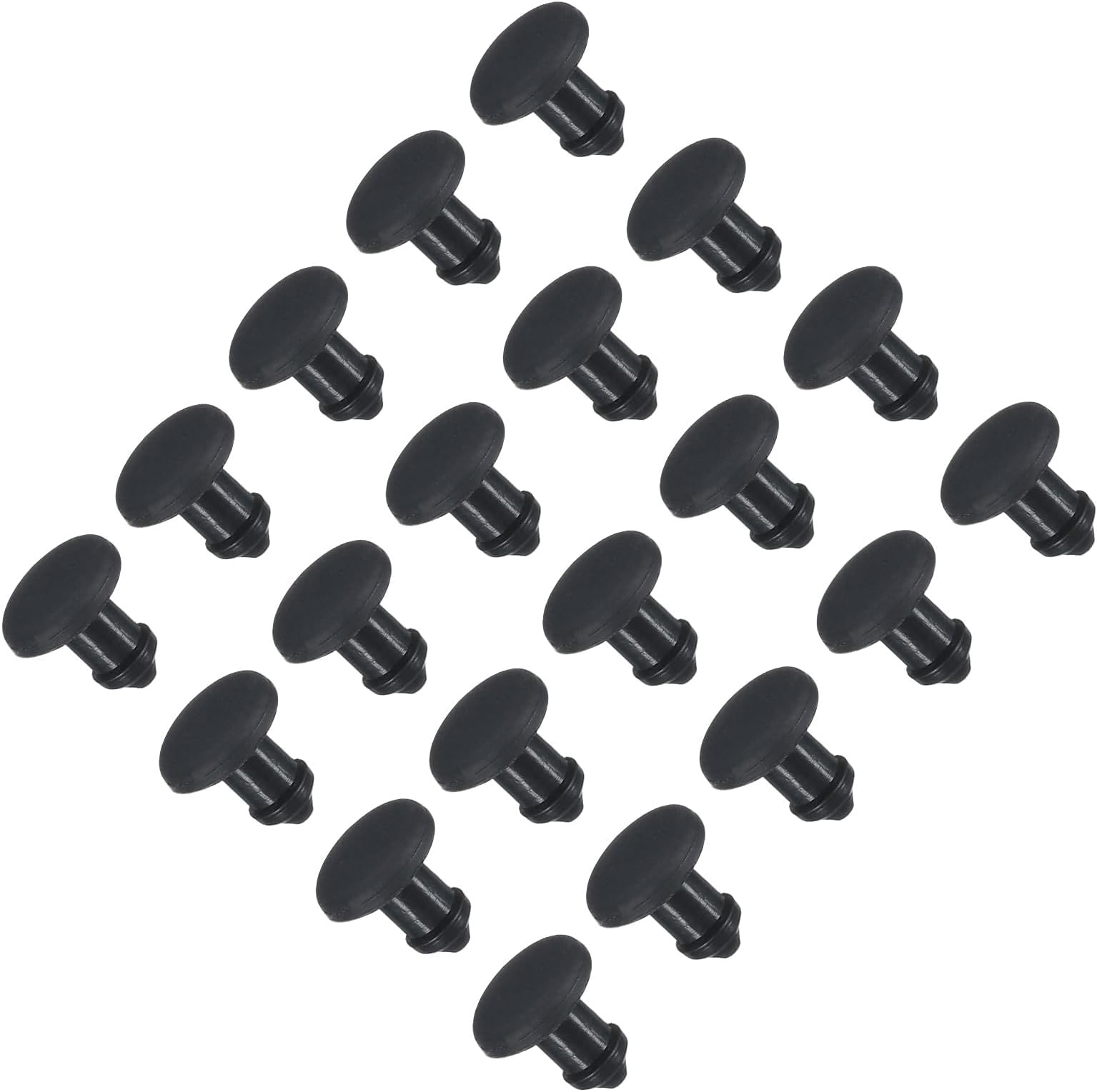 TOP-VIGOR 30Pcs Silicone Snap in Locking Hole Plugs, 3mm Diameter Hole Stoppers, Rubber Panel Seal Cover Flush Type Panel Round for Kitchen Rubber Bulkheads Waterproof Sealing Plugs, Black