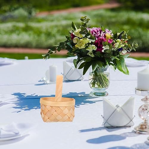 Miniatura 9 de DOITOOL Cesta tejida de mimbre de almacenamiento de 5 uds., decoración de mano, cesta de Pascua tejida, cesta decorativa de flores para niña,