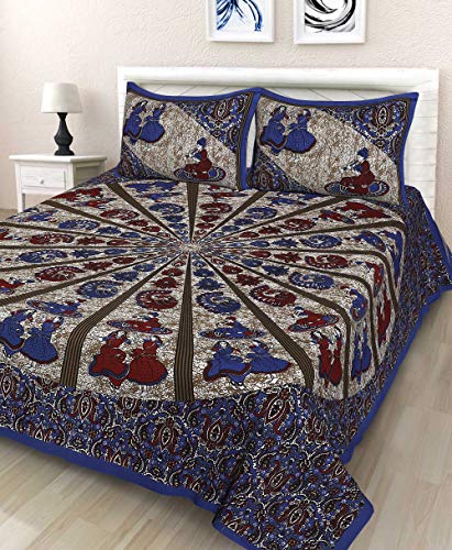 Image of Brand Present 144 TC 100% Pure Cotton Printed King Size Bedsheet for Double Bed Bedsheet with 2 Pillow Cover-Doll-B