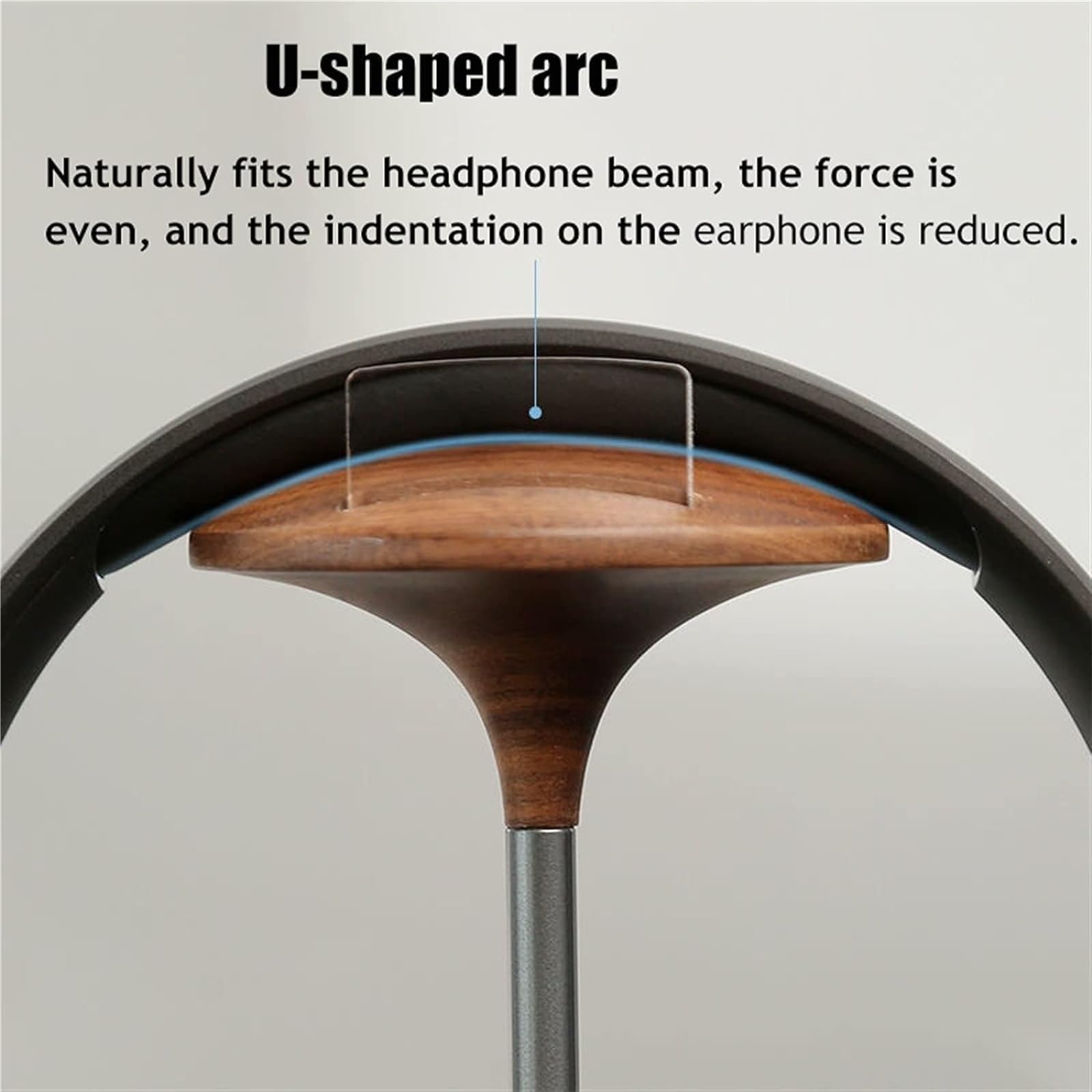 Gaming Accessori Supporto per Cuffie in Faggio, Supporto per Cuffie in Legno E Alluminio, Supporto per Cuffie da Gioco in Noce Naturale Stand Over-Ear da Gioco
