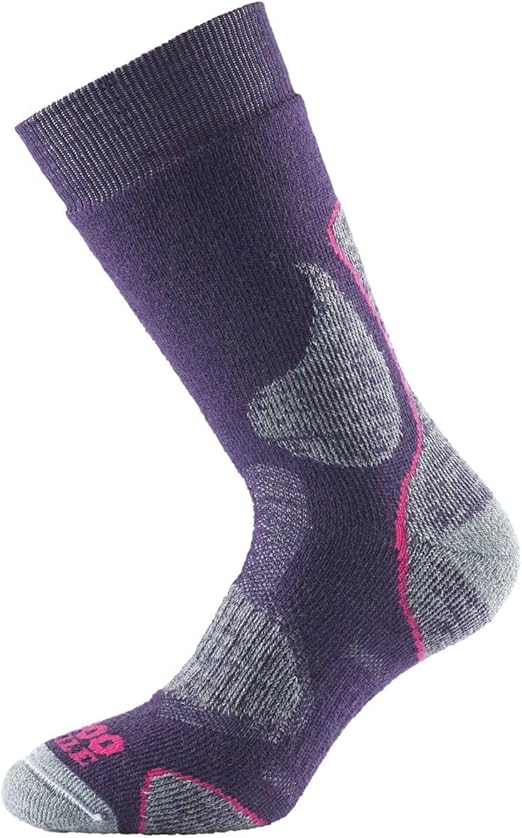 Chaussettes De Randonnée 1000 Mile Femme, Taille M (6-8.5 UK), Violet/émeraude, Lot De Paires