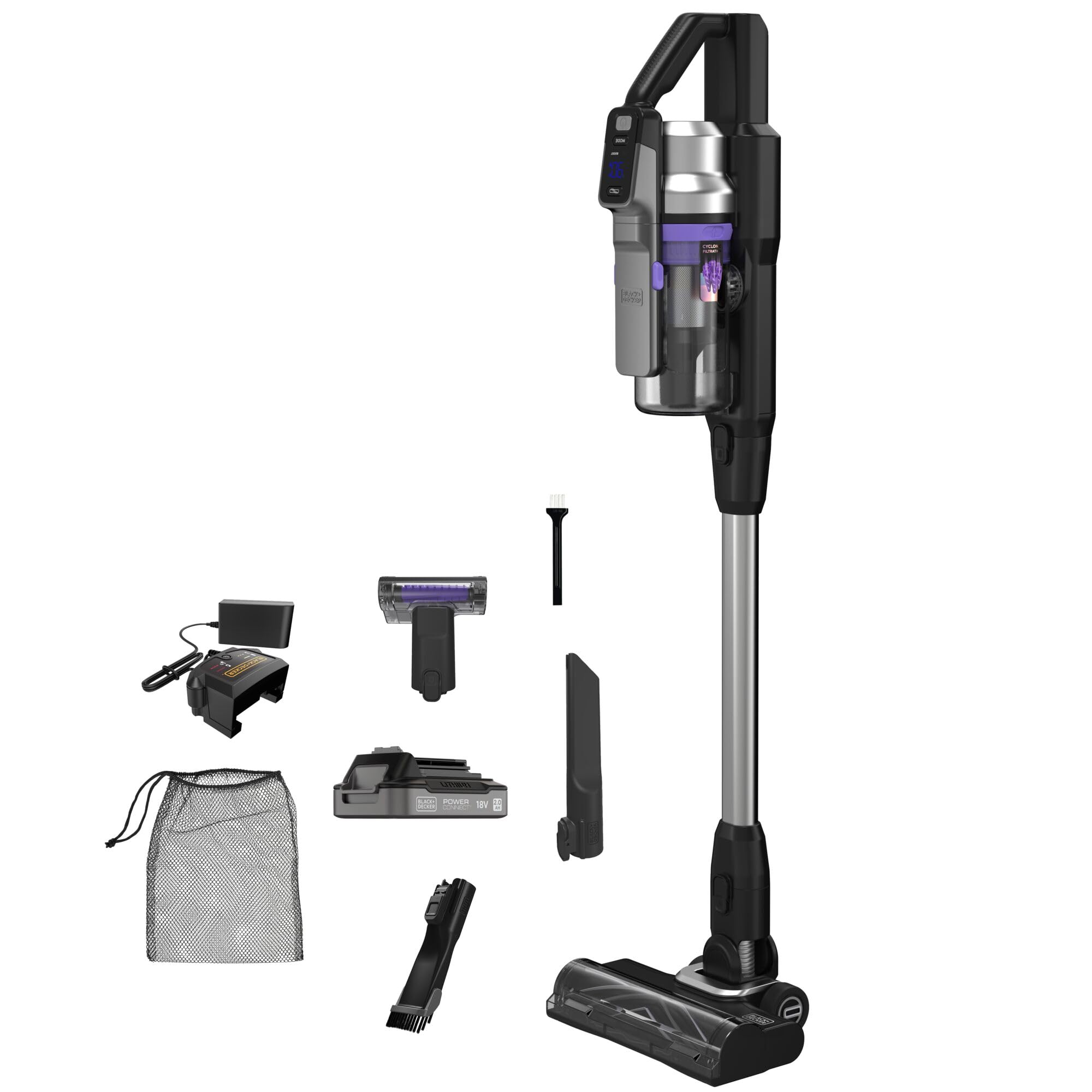 BLACK+DECKER Akku-Staubsauger POWERSERIES Premier Silber 18V Brushed Power Staubsauger für Haustiere, BSV520BRP-QW