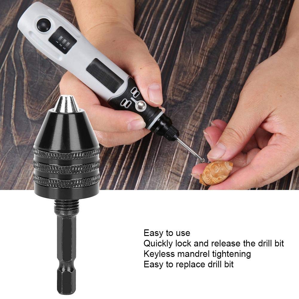 Mini Drill Chuck 0.3-3.2mm M8 x 0.75 Precision Grinder Drill Chuck Rod Set for 3-Jaw Mini Drill Bits Small Tool Holder High-Speed Grinding Drilling Applications Black - Image 3