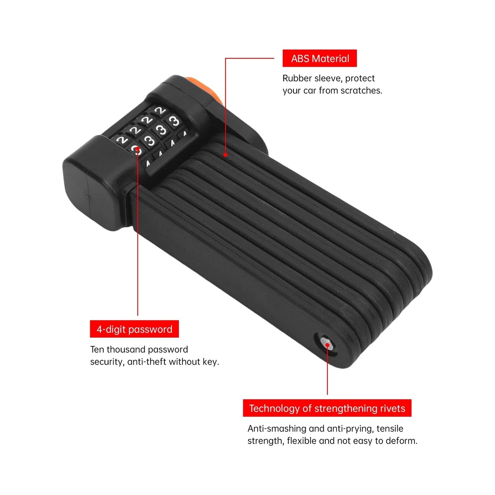 Candado de bicicleta contraseña plegable antirrobo Accesorios montaña fijo for eléctrica Candado para bicicleta