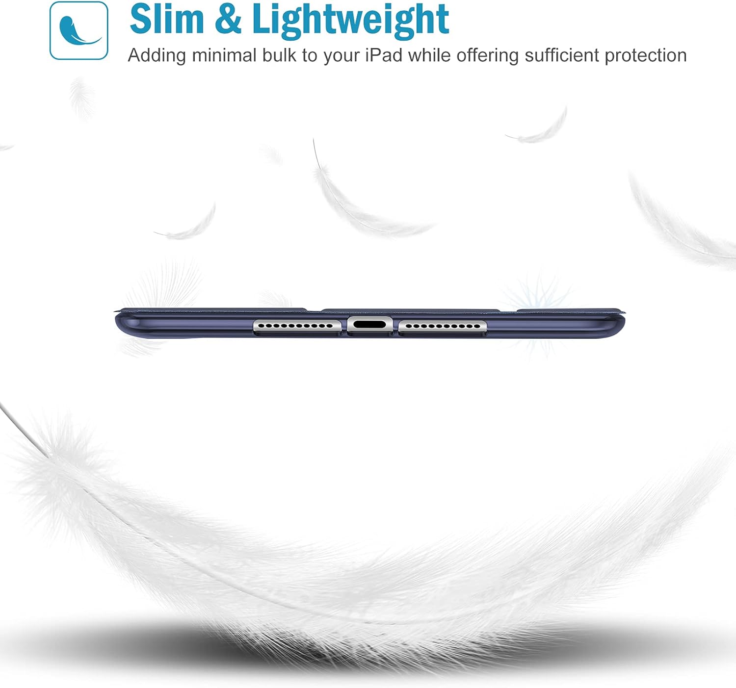 ProCase Slim Cover for iPad mini 5 Generation 2019/ Mini 4 3 2 1 (Old Model) 7.9 inch, Slim Soft TPU Back Cover Trifold Stand Folio Smart Case for iPad mini 5 4 3 2 1 -Navy