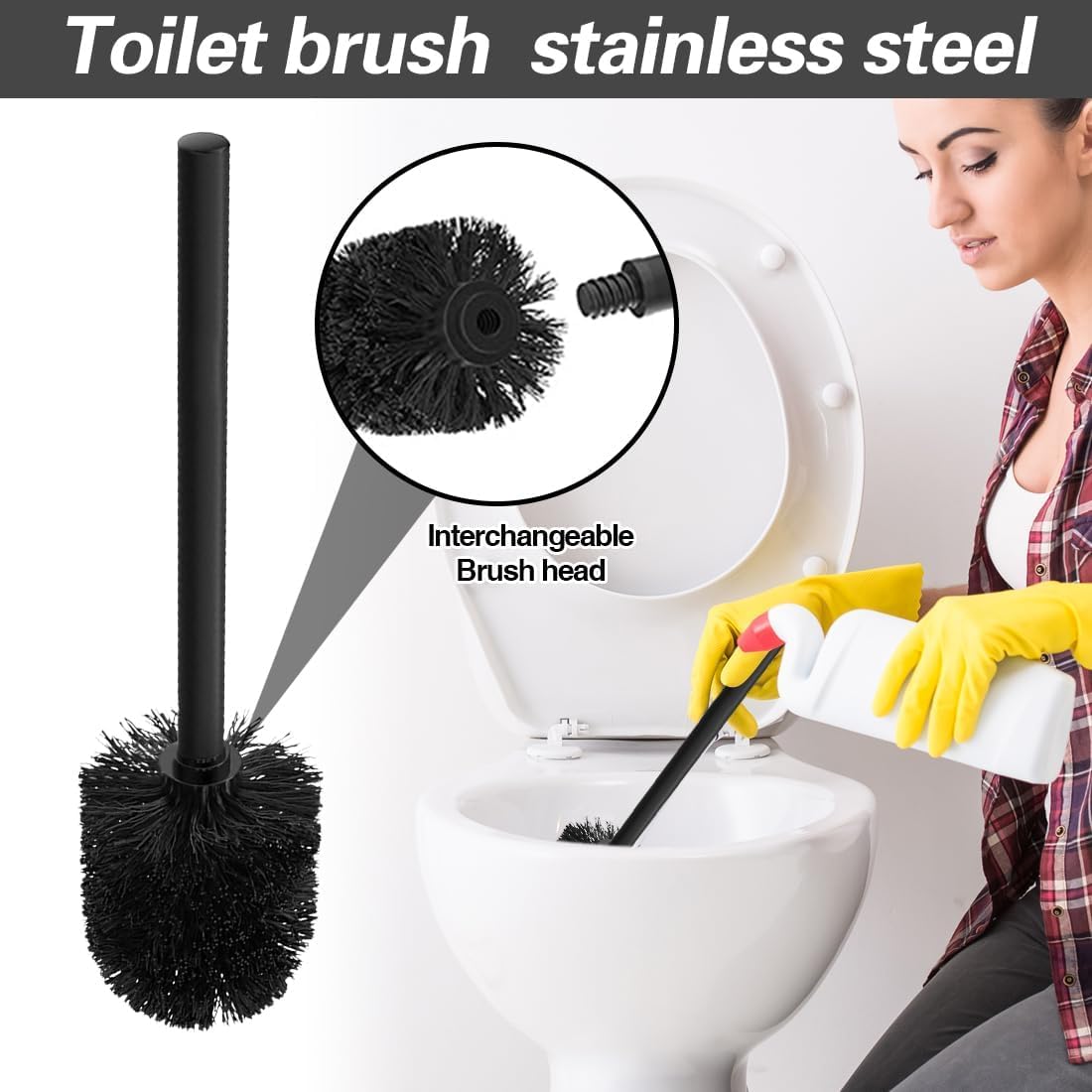 Edelstahl Klopapierhalter Stehend mit Klobürste, Toilettenpapierhalter mit WC Bürste Stand WC Garnitur für Toilettenpapier & Toilettenbürste