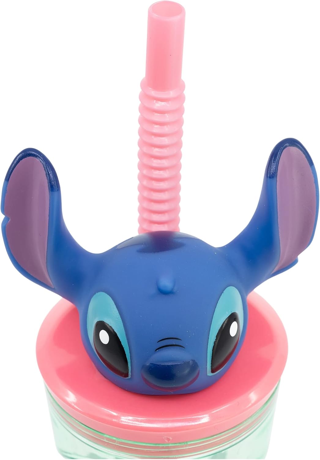 Stor Disney Stitch 3D Plastic Cup for Kids BPA Free with 3D Head Cap and Straw Washable and Reusable