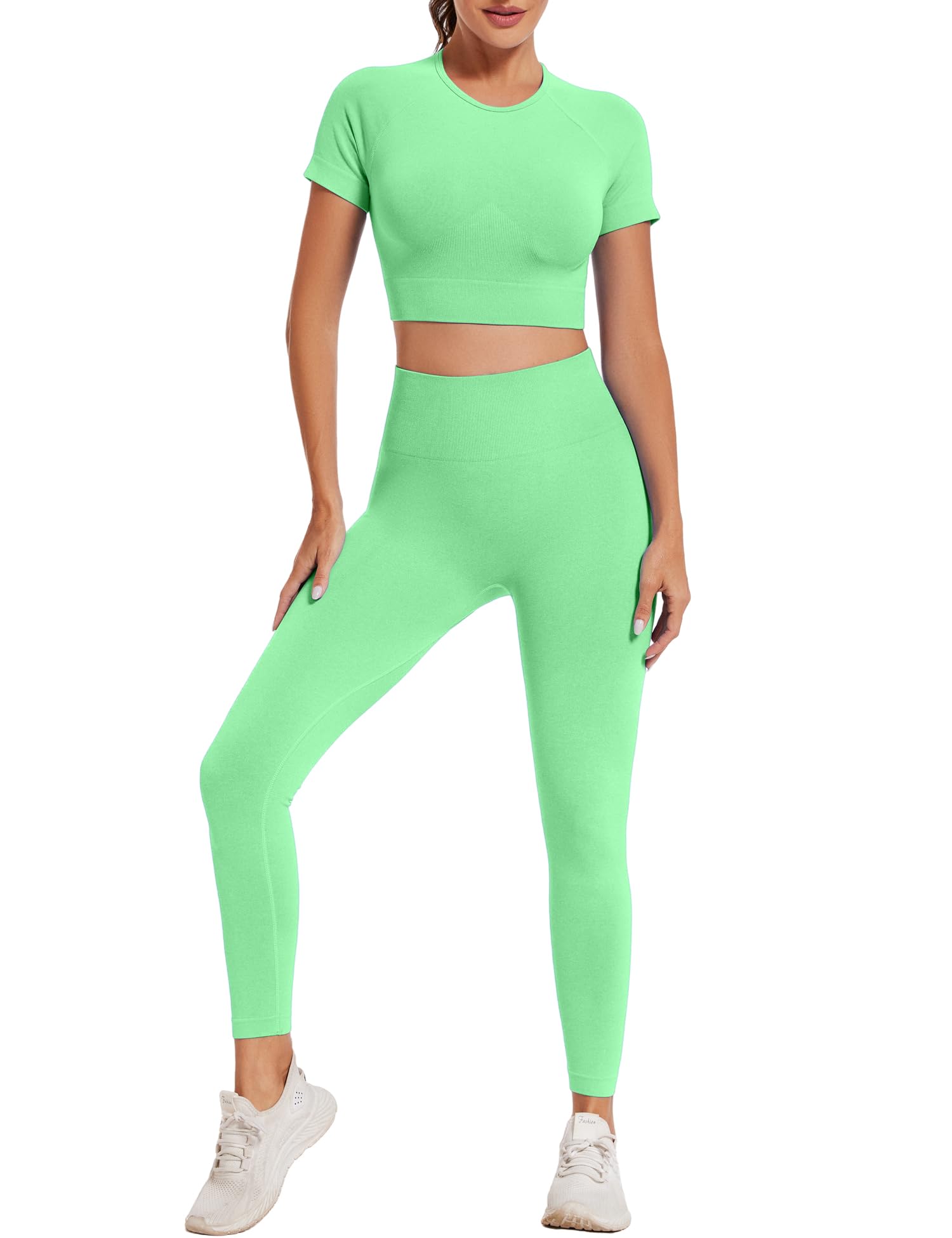 HANERDUN 2 PCS Vêtement de Sport pour Femme Ensembles Soutien-Gorge Sport Legging Taille Haute Shorts Fitness Dans Couture Sportswear de Yoga