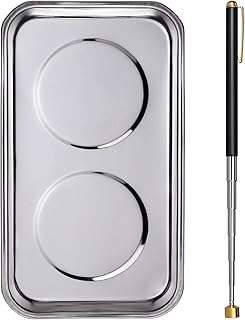 2-Piece Magnetic Parts Tray and Telescoping Pick-Up Tool Kit | 9-1/2” Large Rectangle Tray and 3-Lb Capacity Pen Style Pic...