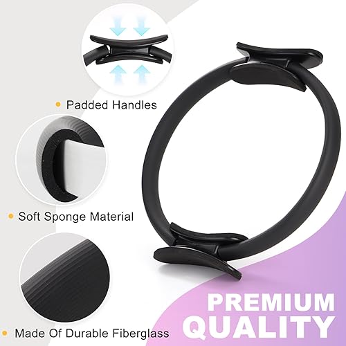 Miniatura 6 de Juego de círculos de pilates, anillo de yoga, equipo de pilates de alta resistencia para mujeres, incluye anillo de pilates, pelota de ejercicio