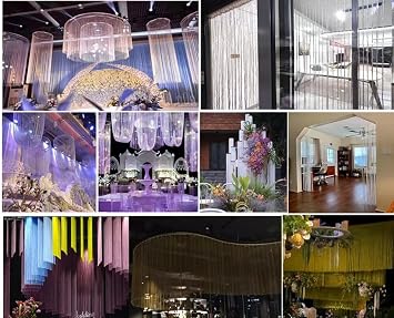 ave split 100cmX200cm Decorative Door String Curtain Beads Wall Panel Fringe Window Room Divider Blind for Wedding Coffee House Restaurant Parts Door Divider Beads Tassel Screen Decoration (black25)
