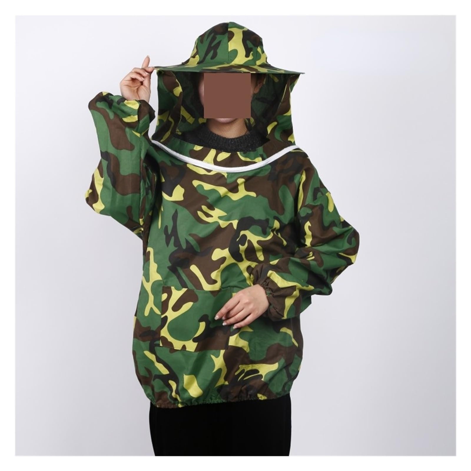 Jacket Veil Set Double Zippered Beekeeping Protective Suit Anti-Bee Beekeeper Clothing with Hat(A)