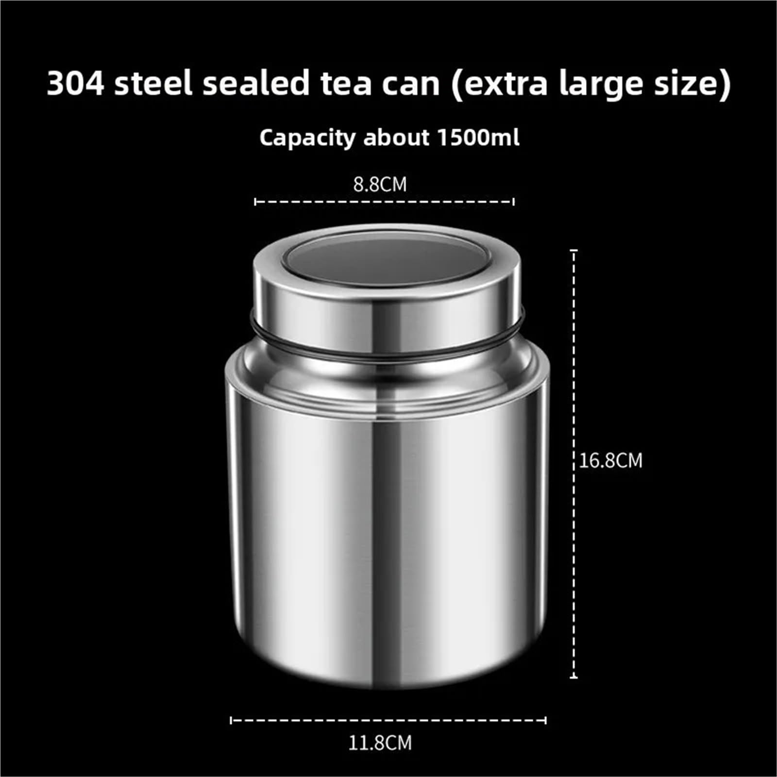 Pojemnik ze stali nierdzewnej, Słoik na ziarna kawy ze stali nierdzewnej z przezroczystą pokrywką(1500ml)
