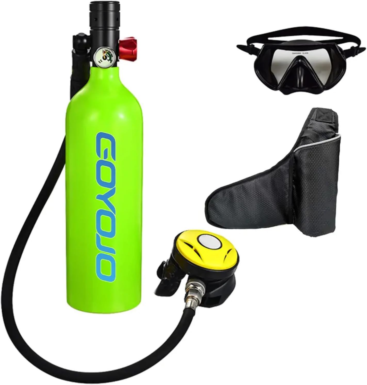 GOYOJO Mini Scuba Tank Oxygen Cylinder 1L Diver Scuba Tank Diving Equipment, 15-20 Minutes Underwater Breathing, Triple Filtration, Portable Diving Tank Kit for Underwater Exploration and Adventure