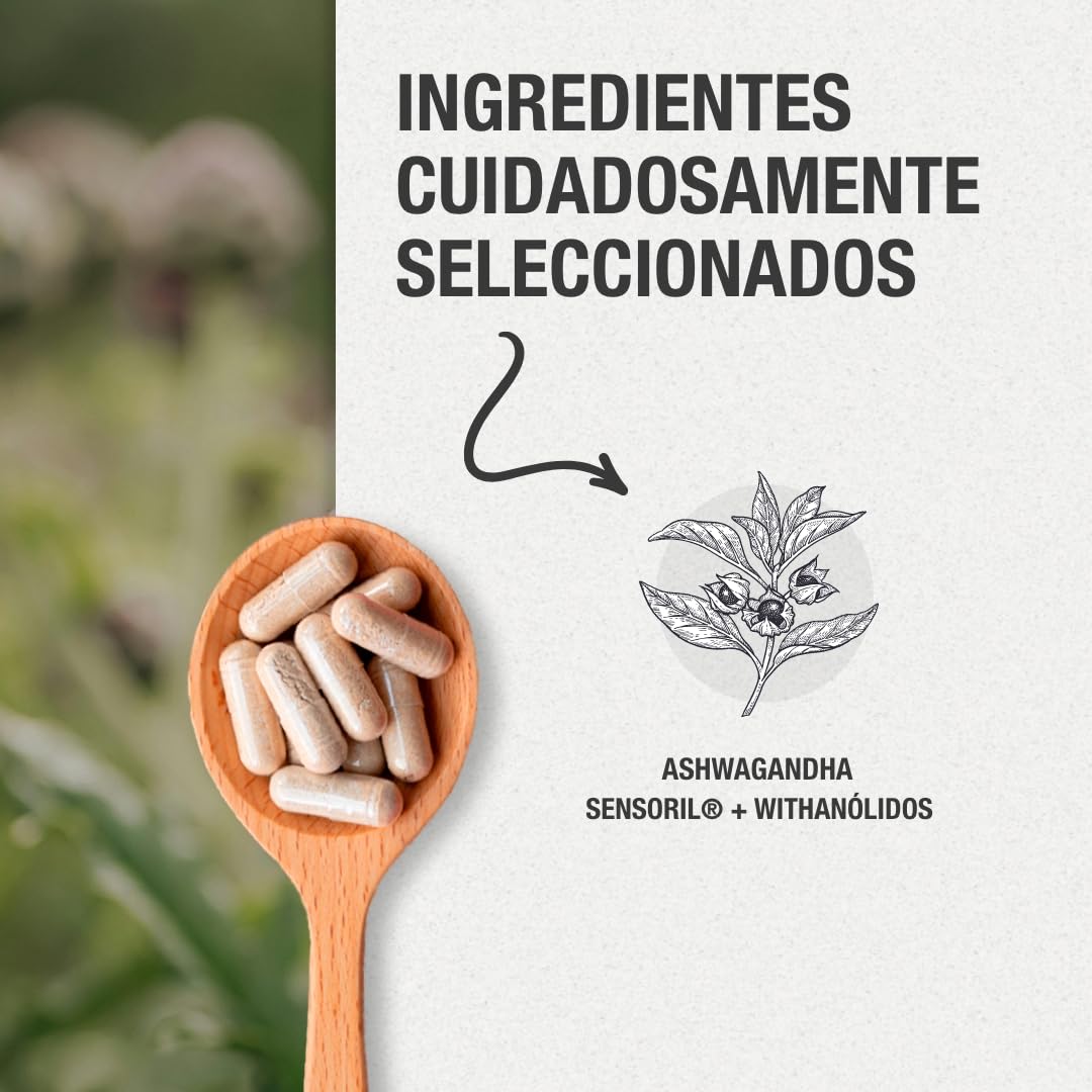 Ashwagandha Cápsulas Sensoril® 5:1 Superior a KSM-66 + Extracto 10:1 | 5250 mg/día | Resistencia muscular, equilibrio emocional, rendimiento físico y concentración | Vegano | 120 cápsulas vegetales.