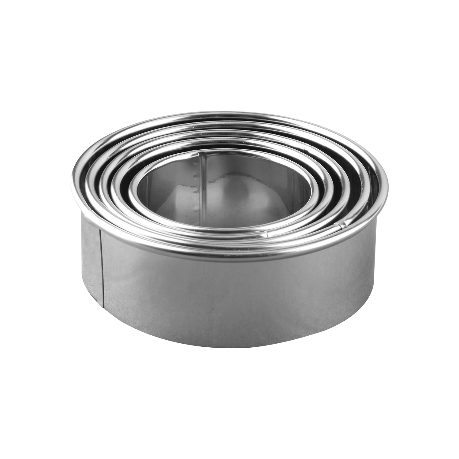 Tabanzhe Round Cookie Cutter Set-5PCS Pastry Cutters Ring Biscuit Mini Cake Moulds Rings Stainless Steel Metal Baking Circle for Donut Pies Scone Mousse Fondant Making DIY