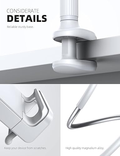 Miniatura 12 de Lamicall Soporte de soporte de tableta de cuello de cisne para cama, abrazadera flexible de brazo de tableta para cama compatible con Pad Mini 7.9