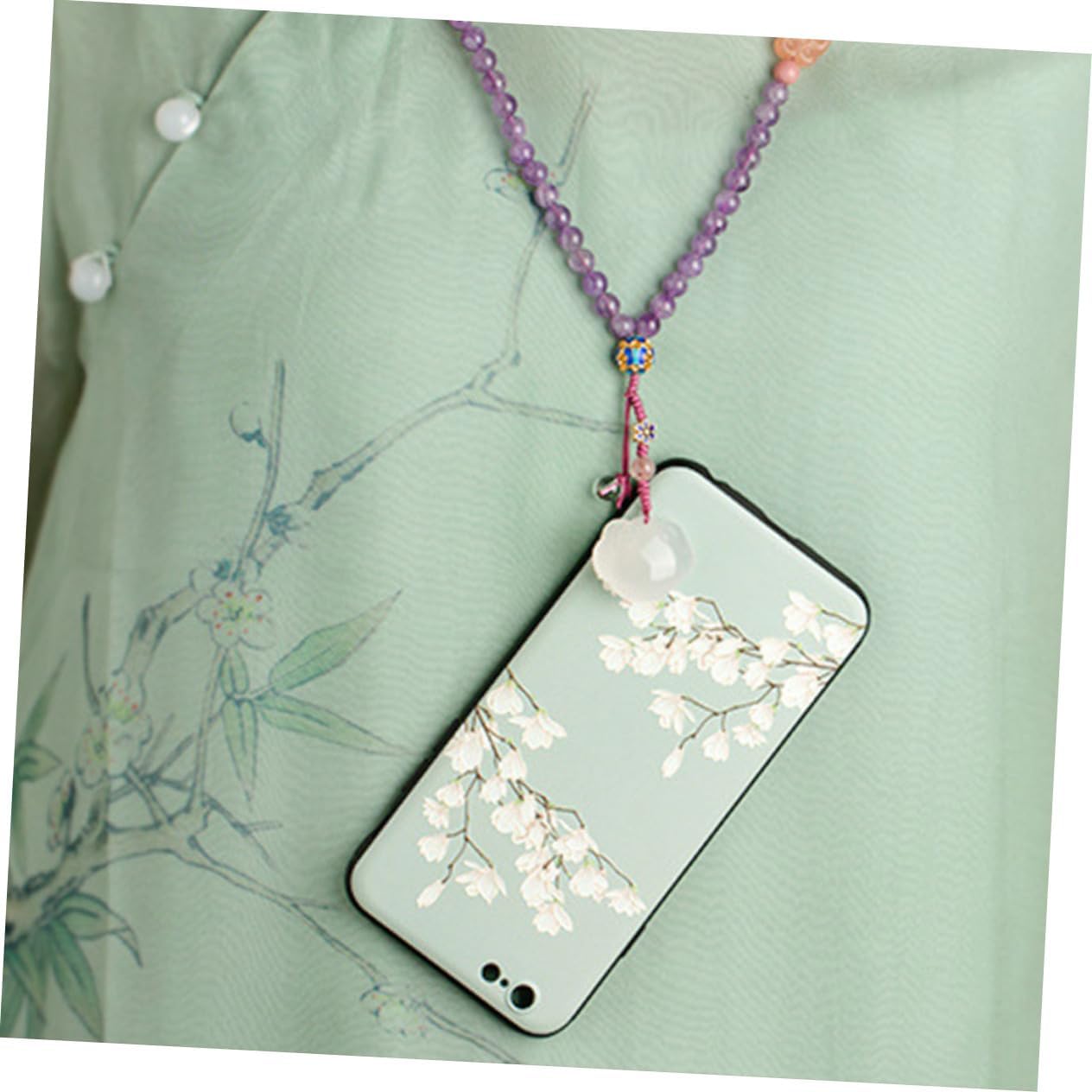 Natural Amethyst Phone Lanyard Extra Long for Women Phone Cord Chain Accessory