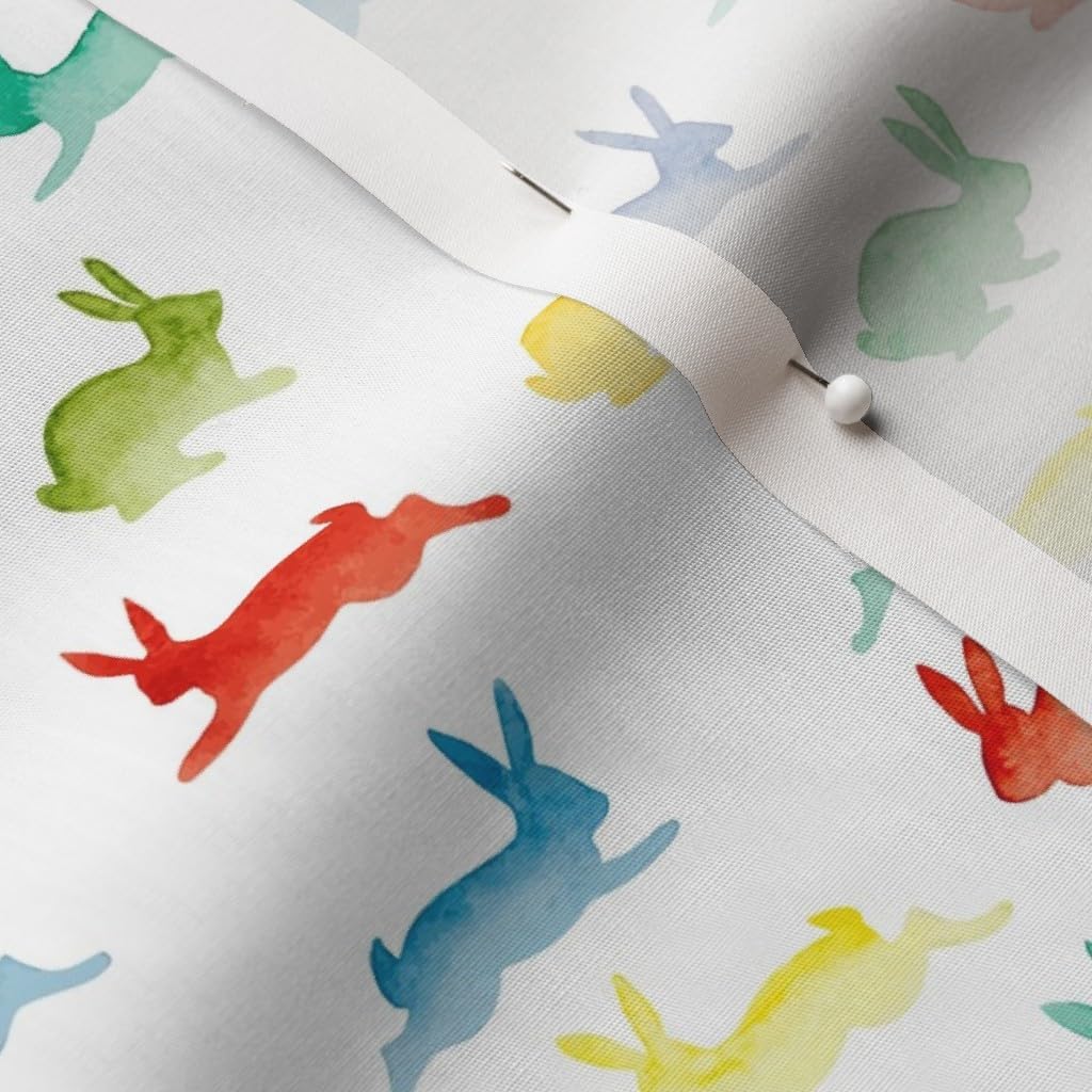 Spoonflower Fabric - Colorful Bunnies Bunny Easter Gender Neutral Kids Spring Rainbow Printed on Cotton Poplin Fabric by The Yard - Sewing Shirting Quilting Dresses Apparel Crafts