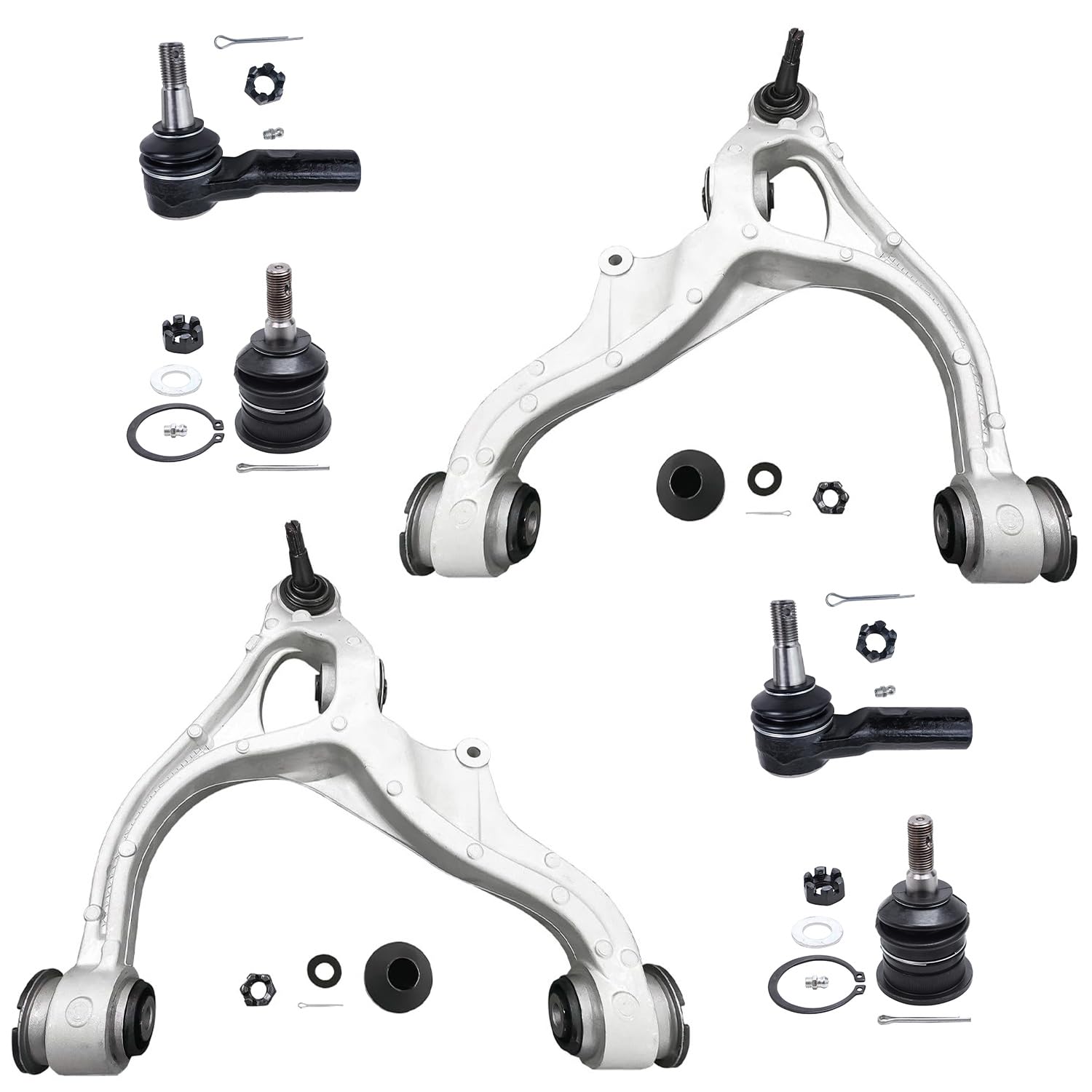 Detroit Axle - Front Lower Control Arms Ball Joints Outer Tie Rod Ends