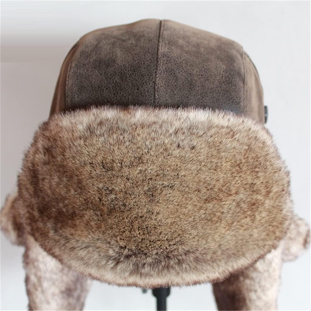 Bomber Hats Faux Leather Men Winter Warm Plush Earflap Women's Russian Snow Ski Caps