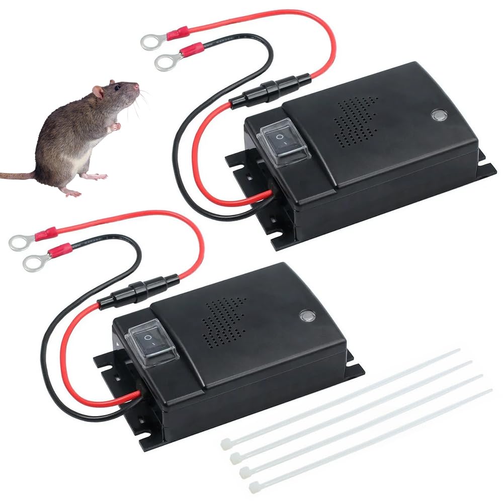 Anti Martre Voiture, 2 Pièces Ultrason Fouine Voiture avec 12V Connexion Batterie,Anti Fouine Pour Voiture,Anti Rongeur Voiture,Répulsif Rongeur Voiture,Repulsif Fouine pour Voiture
