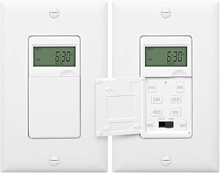ENERLITES HET01-C Programmable Timer Switch Digital Timer Switch for Lights, Fans, Motors, Timer in Wall, 7-Day 18 ON/Off Timer Settings, 2PCS. Neutral Wire Required, White, UL Listed