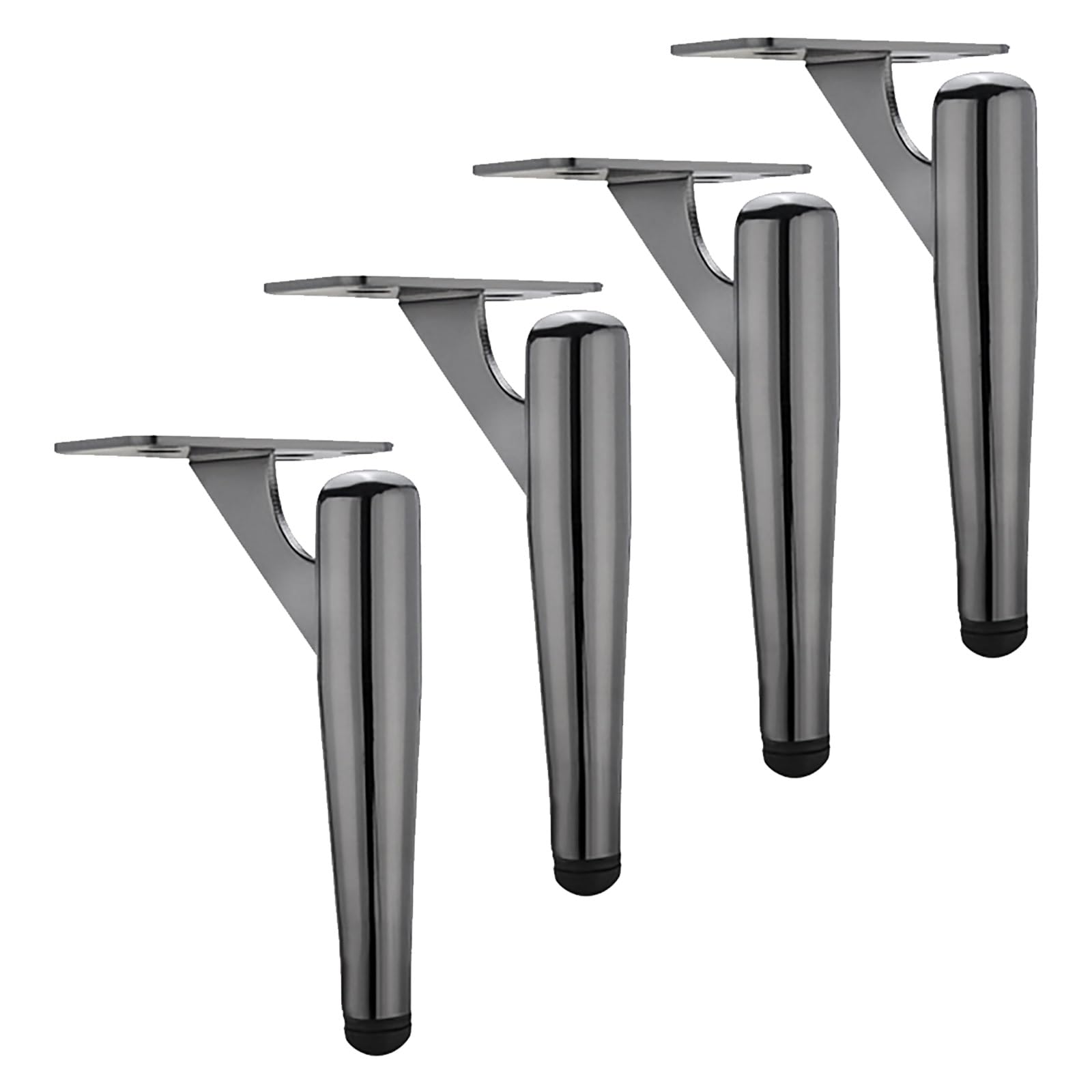 Zestaw 4 metalowych nóg stołowych, 20 cm, okrągłe rurki, czarne nogi meblowe, na sofę, blat szafki łazienkowej, łatwy montaż, nogi podtrzymujące