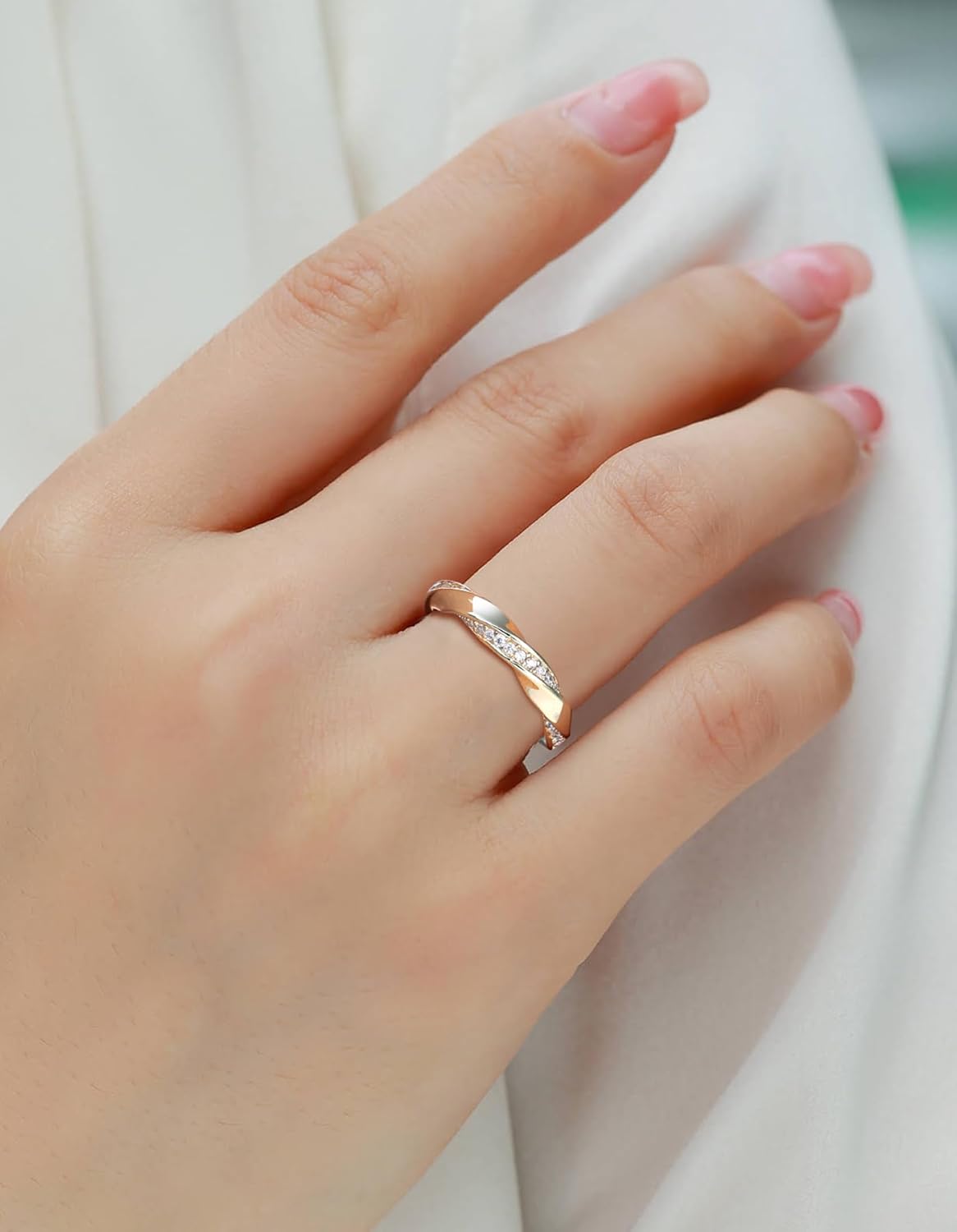 Stackable Rings for Women Wedding with Premium Moissanite|D Color VVS1 Clarity 3EX Cut|14K Gold Plated S925 Sterling Silver Non Tarnish - Image 2