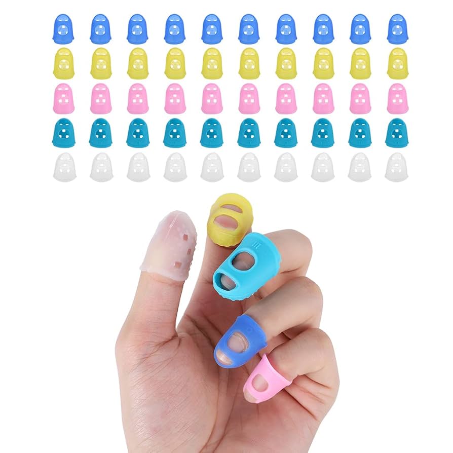 Guitar Fingertip Protectors 10 PCS Silicone Finger Guards 5 Sizes