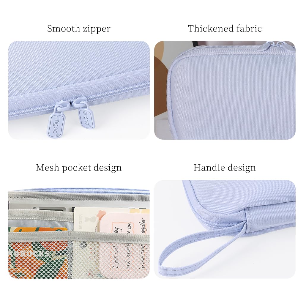 iSuperb Pencil Case Large Capacity Student Pencil Bag Canvas Pencil Pouch Girls Women Stationery Storage Bag Double Zipper Pencil Organizer High School Office Students Teens Adults (Blue) - Image 2