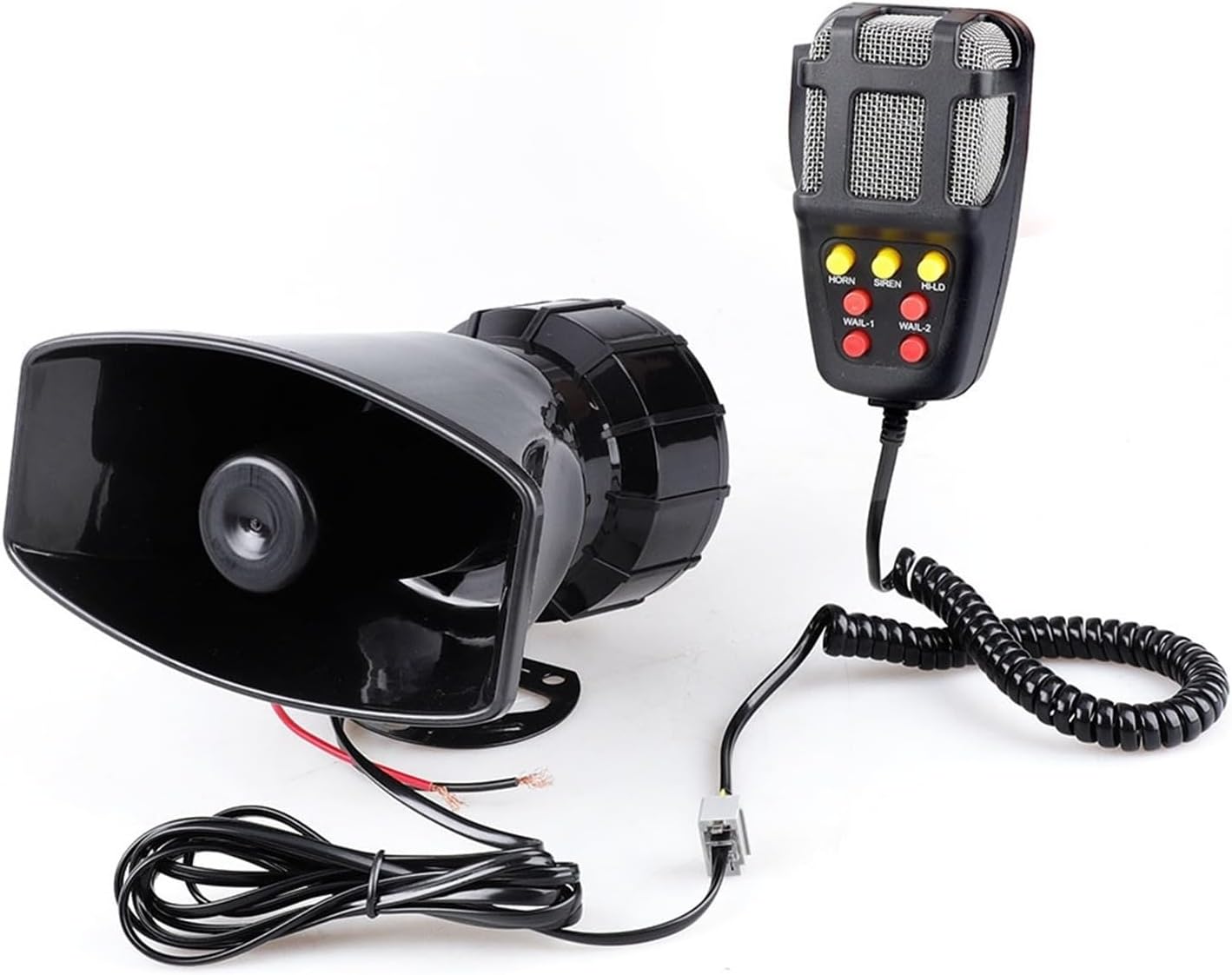 New 7 Sound Car Alarm Horn DC 12V 100W 125dB With MIC Loud Motorcycle Siren Vehicle Truck Warning Loudspeaker Plastic Police Firemen