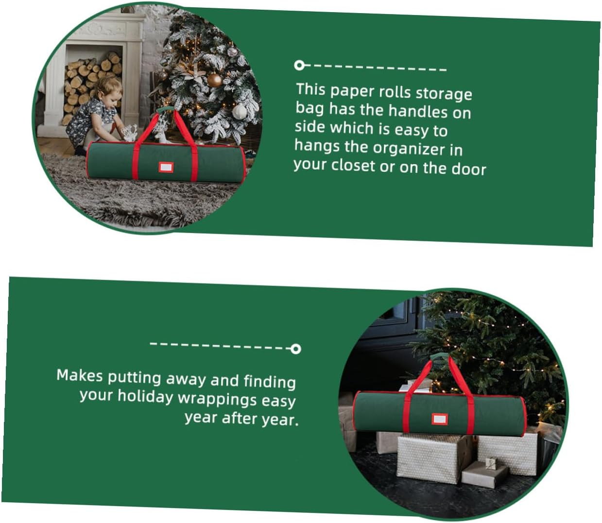 ARTIBETTER Christmas Wrapping Paper Storage Bag Set, 600d Oxford Fabric with Dual Handles, Wrap Organizer for Holiday Party Supplies and Xmas Decoration Storage