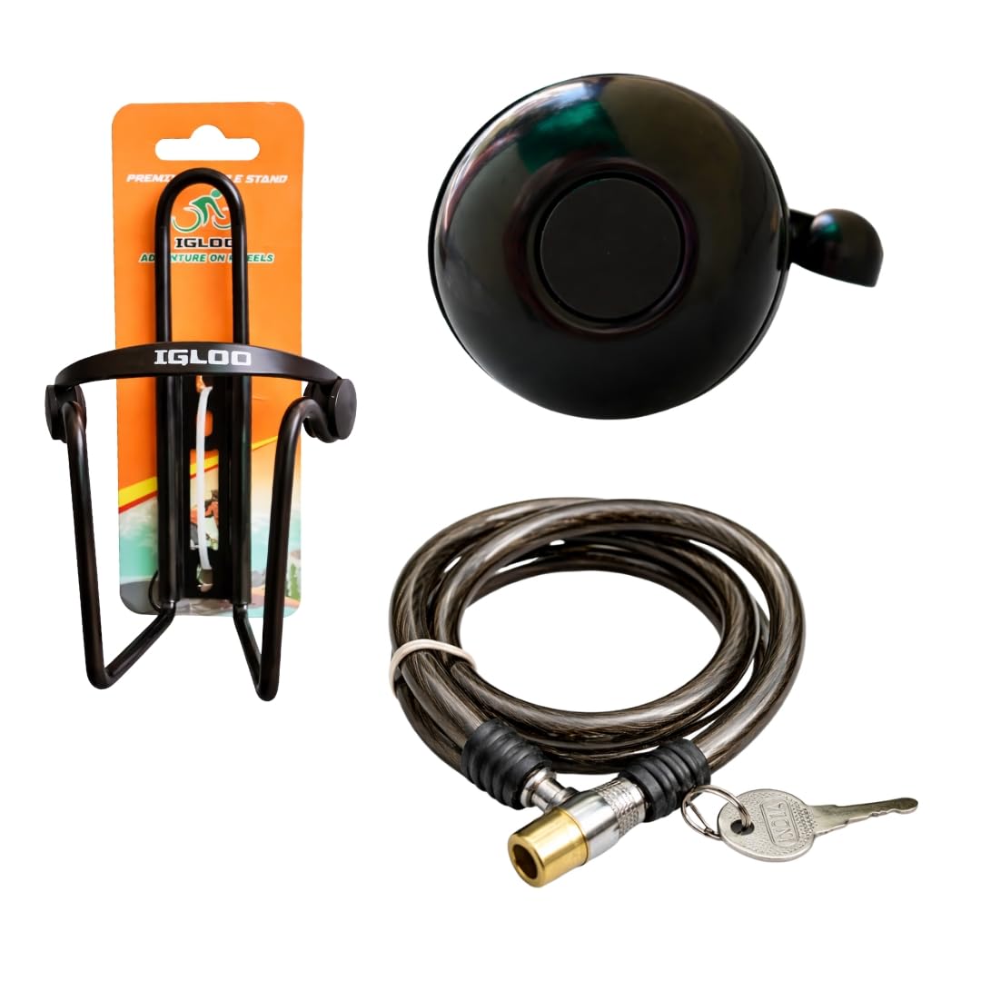 Bicycle Accessories Combo – Water Bottle Holder, Ultra Loud Cycle Bell & 60cm Multipurpose Cable Lock with 2 Keys | Bike Bottle Cage, Safety Bell & Security Lock for MTB, Road, Hybrid Cycle-picture-19