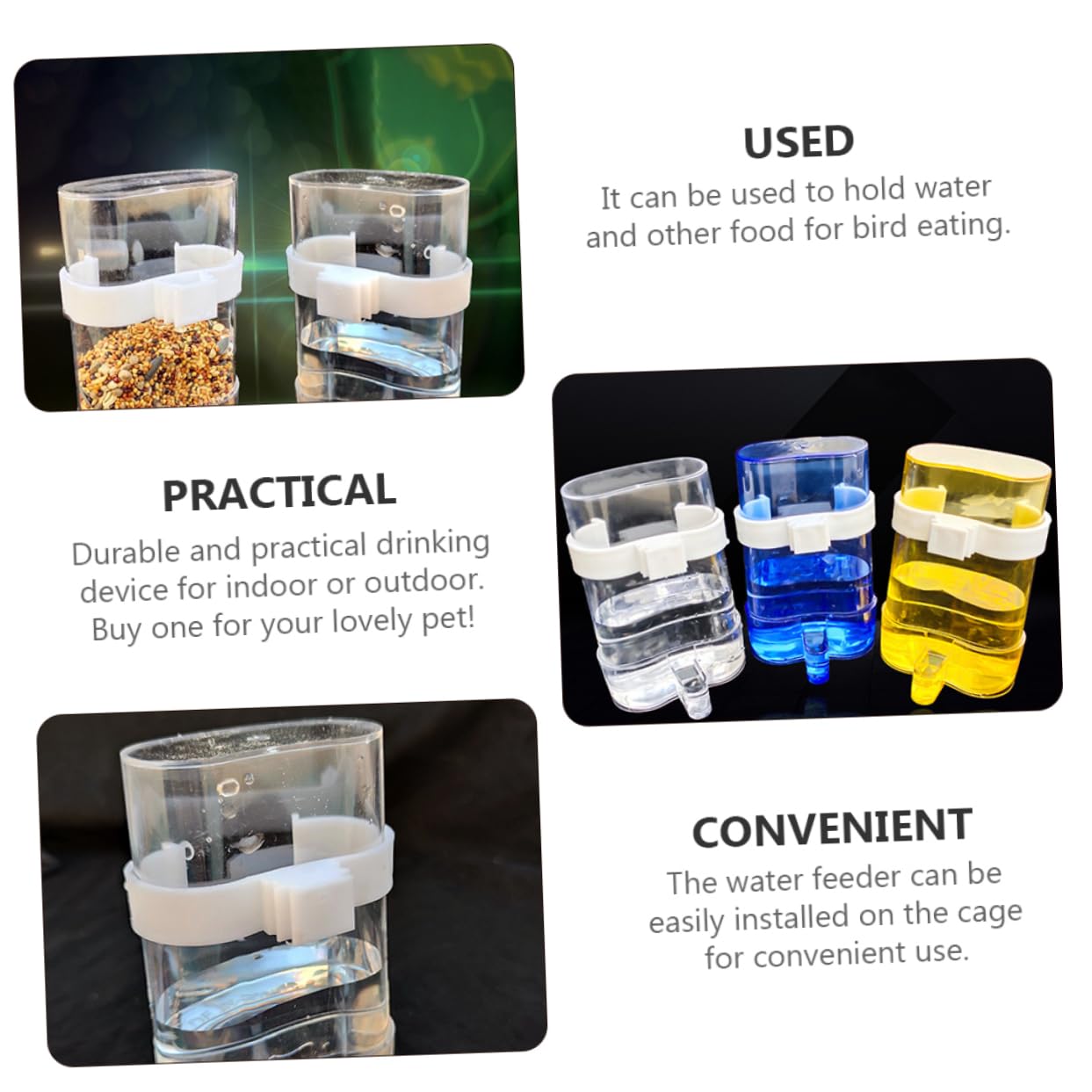 Gatuida Distributeur d'eau Automatique en Plastique Bleu Lot de 12 Pièces Facile à Installer pour Perroquets et Oiseaux Adapté pour Usage Intérieur et Extérieur