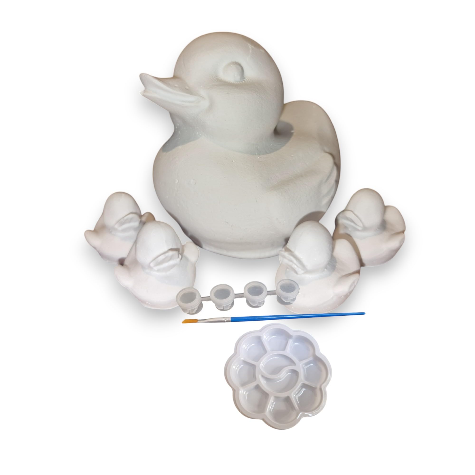 Paint Your Own Duck Family Pottery Set, 7.2 x 7.5 cm Large Duck with 4 Small Ducks, Plaster of Paris, Acrylic Paint Kit, Ready to Paint Pottery, Duck Gifts, Handmade, Group Activity