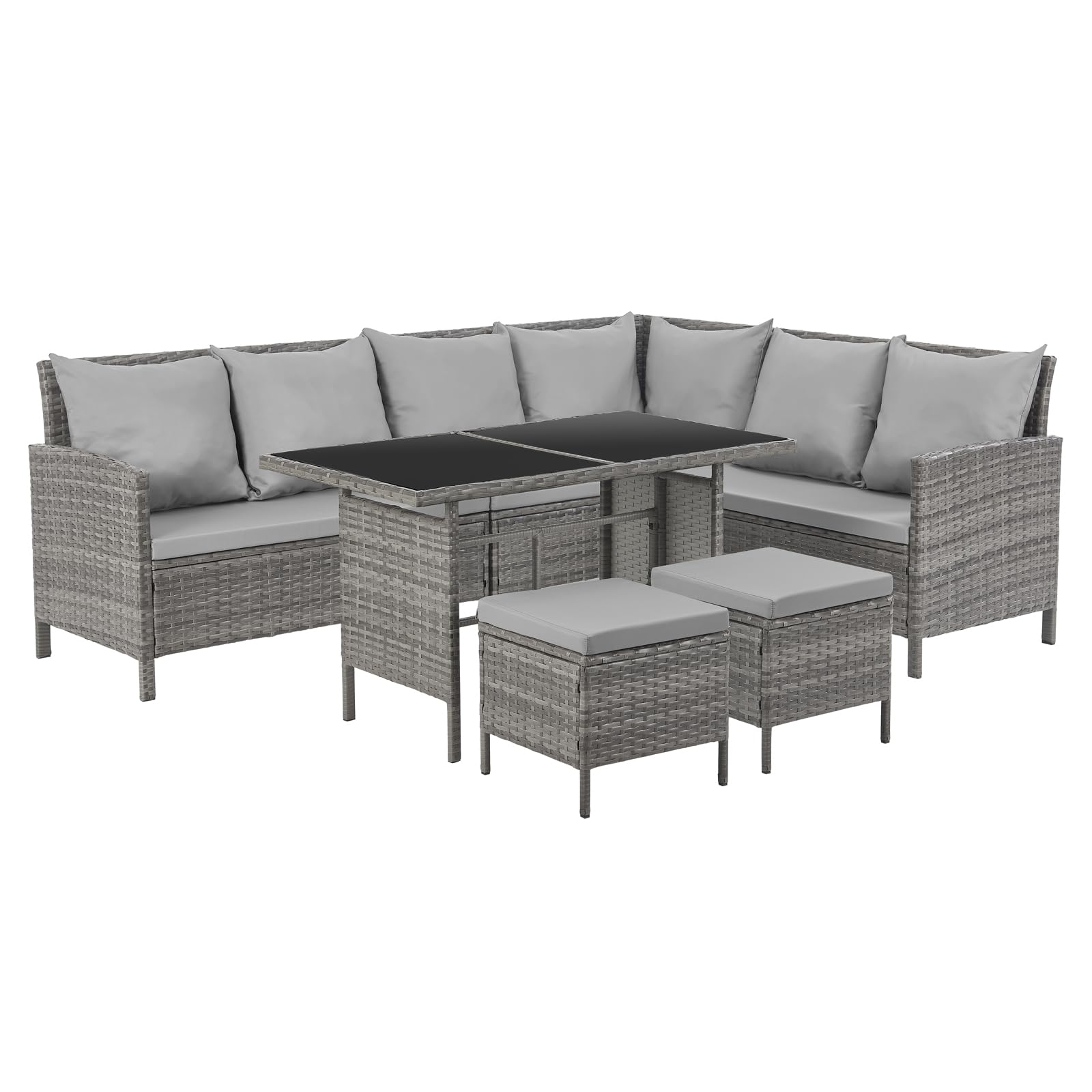 SVITA Madison Rattan-Lounge Polyrattan Ecksofa Gartenmöbel-Set Sofa Garnitur Couch-Eck