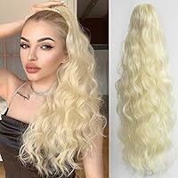 Vista 38 de Extensiones de cabello para cola de caballo con clip de garra, onduladas de 20 pulgadas de largo, cola de caballo sintética para adultos, mujeres