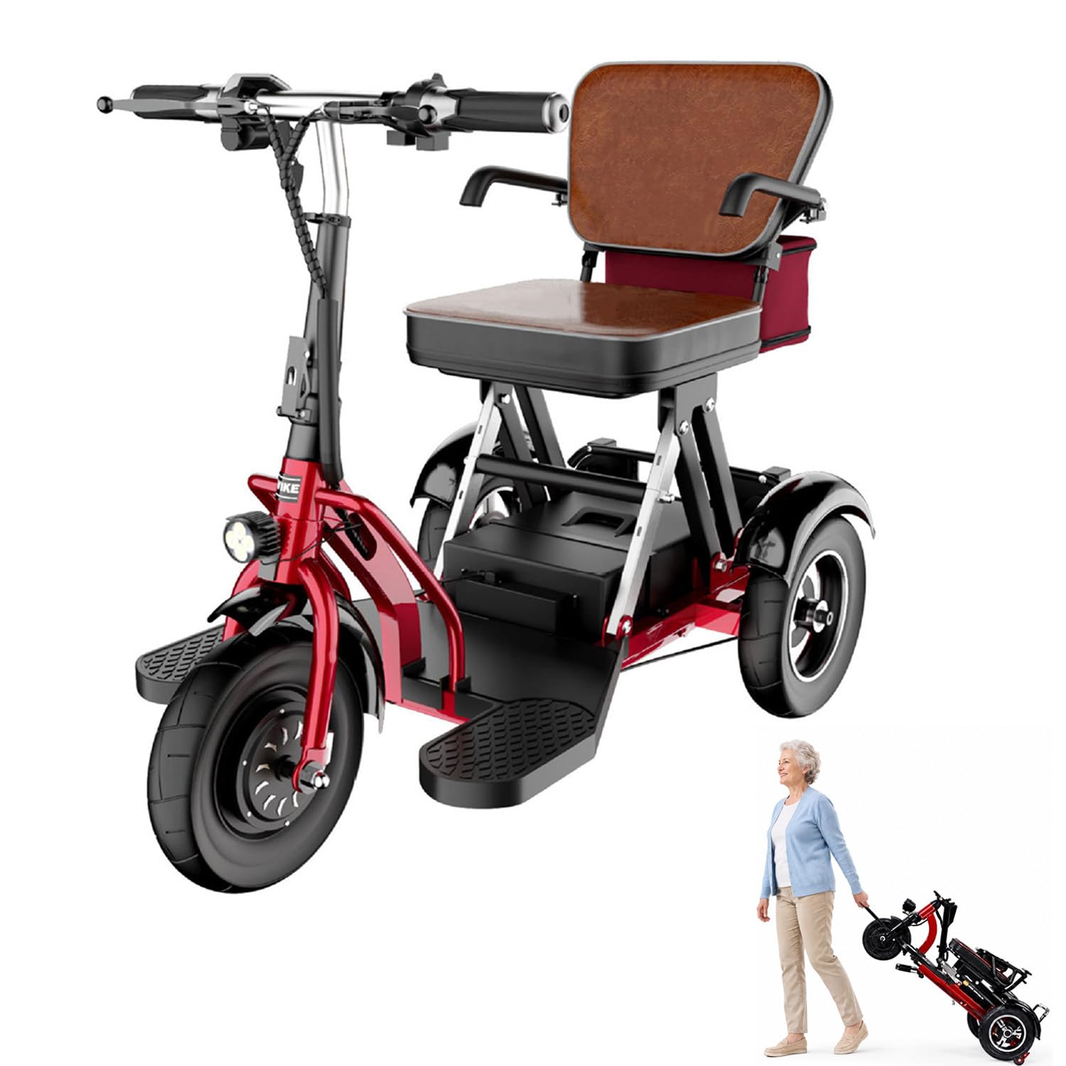 ZAYMGPD 3 Wheel Electric Mobility Scooter for Adults & Seniors, 300W Motor, 48V 12Ah Battery, Up to 40KM Range, Foldable Lightweight Design, Heavy Duty 120KG Capacity, Stable & Comfortable Ride